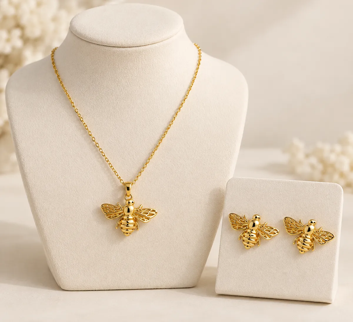 Honey Muse Bee Jewelry Set – PVD Gold Plated 304 Stainless Steel